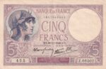 CRBX2639 BILLETE FRANCIA 5 FRANCOS 1940 MBC+