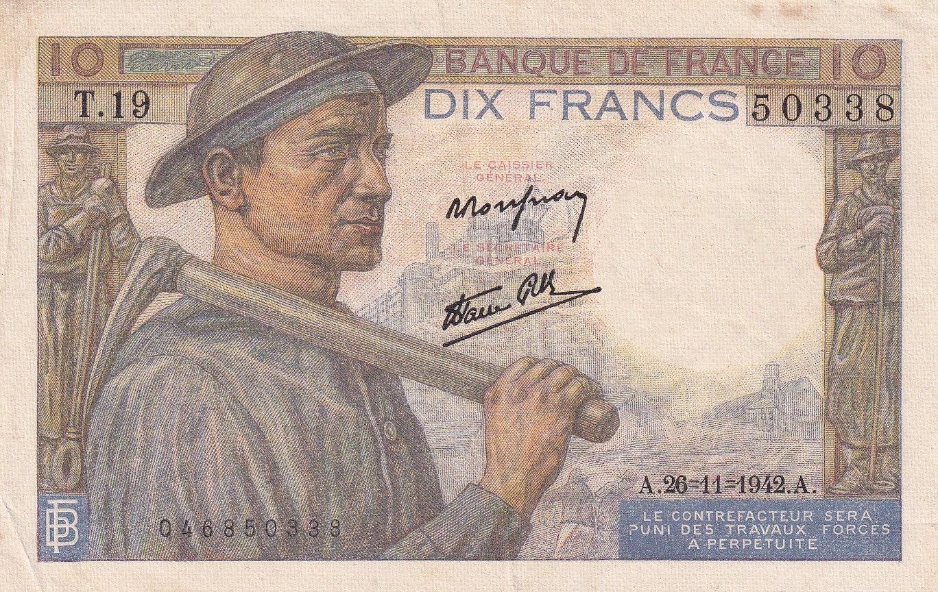 CRBX2642 CRBX2642 BILLETE FRANCIA 10 FRANCOS 1942 MBC+ - Imagen 1