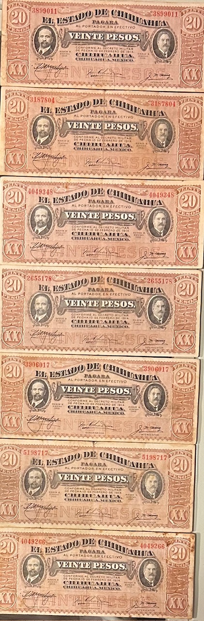 CRBX2681 CRBX2681 LOTE 7 BILLETE MEXICO (CHIHUAHUA) 20 PESOS 1915 BC - Imagen 1