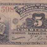 CRBX2682 BILLETE CUBA 5 CENTAVOS 1896 SIN SERIE MC