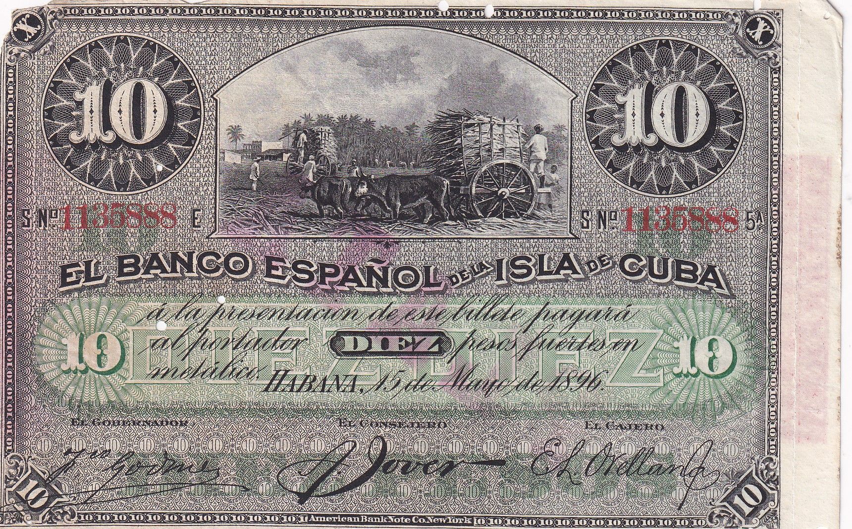 CRBX2683 CRBX2683 BILLETE CUBA ESTADO ESPAÑOL 10 PESETAS 1896 SIN SERIE MC - Imagen 1