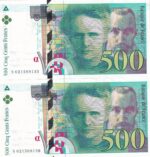 CRBX2690 PAREJA CORRELATIVA BILLETES FRANCIA 500 FRANCOS 1994 S/C
