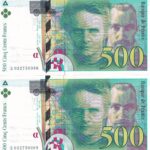 CRBX2691 PAREJA CORRELATIVA BILLETES FRANCIA 500 FRANCOS 1994 S/C
