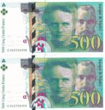 CRBX2691 PAREJA CORRELATIVA BILLETES FRANCIA 500 FRANCOS 1994 S/C