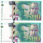 CRBX2692 PAREJA CORRELATIVA BILLETES FRANCIA 500 FRANCOS 1994 S/C