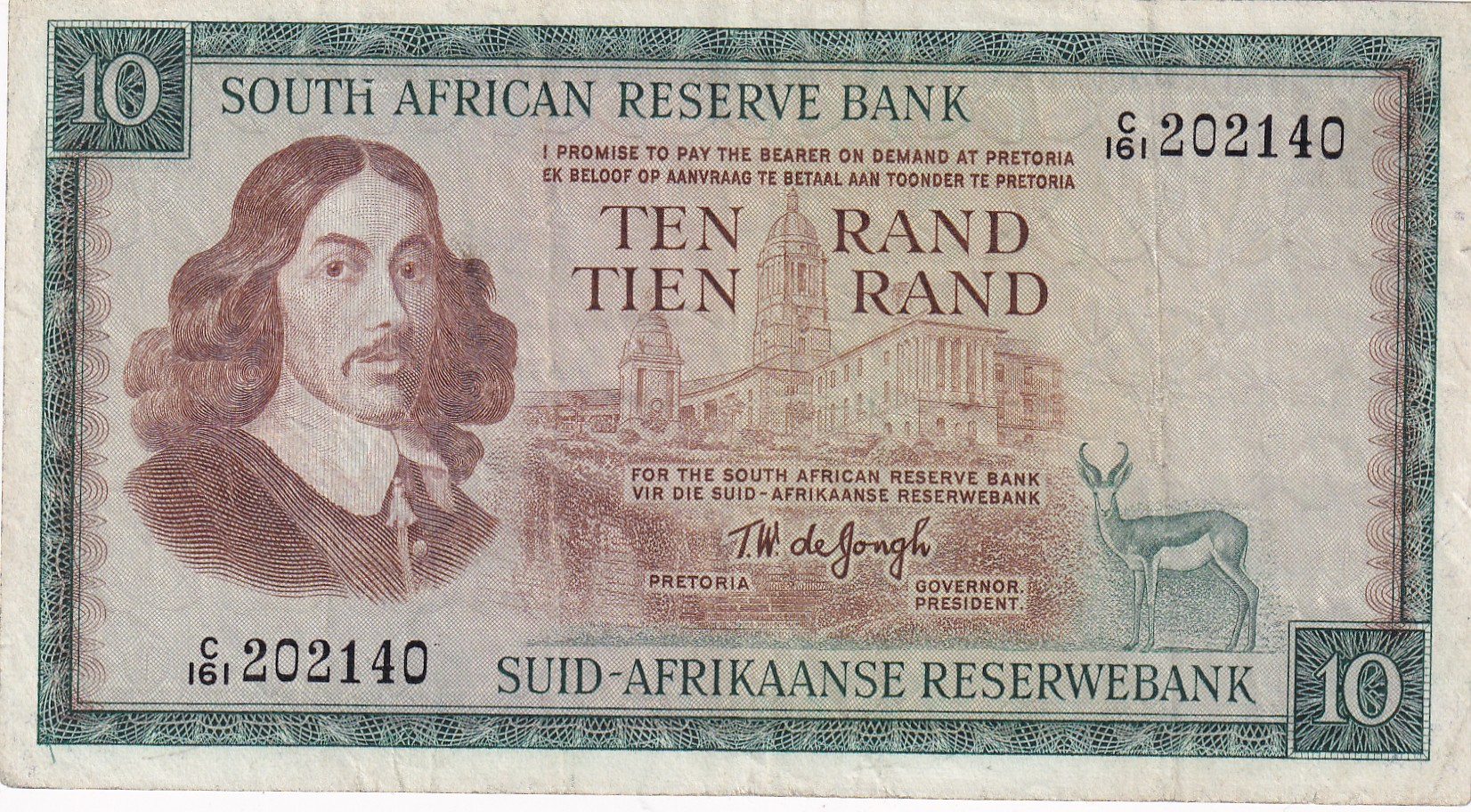 CRBX2769 CRBX2769 BILELTE SUDAFRICA 10 RAND 1966-76 SERIE C MBC - Imagen 1