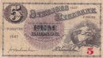 CRBX2781 BILLETE SUECIA 5 KRONOR 1947 SERIE F BC
