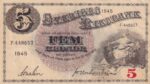 CRBX2783 BILLETE SUECIA 5 KRONOR 1945 SERIE F MBC