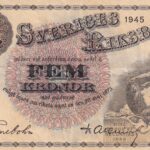 CRBX2784 BILLETE SUECIA 5 KRONOR 1945 SERIE E MBC+