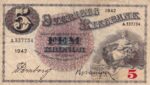 CRBX2790 BILLETE SUECIA 5 KRONOR 1942 SERIE A MBC