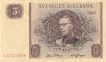 CRBX2798 BILLETE SUECIA 5 KRONOR 1963 SERIE AS EBC+