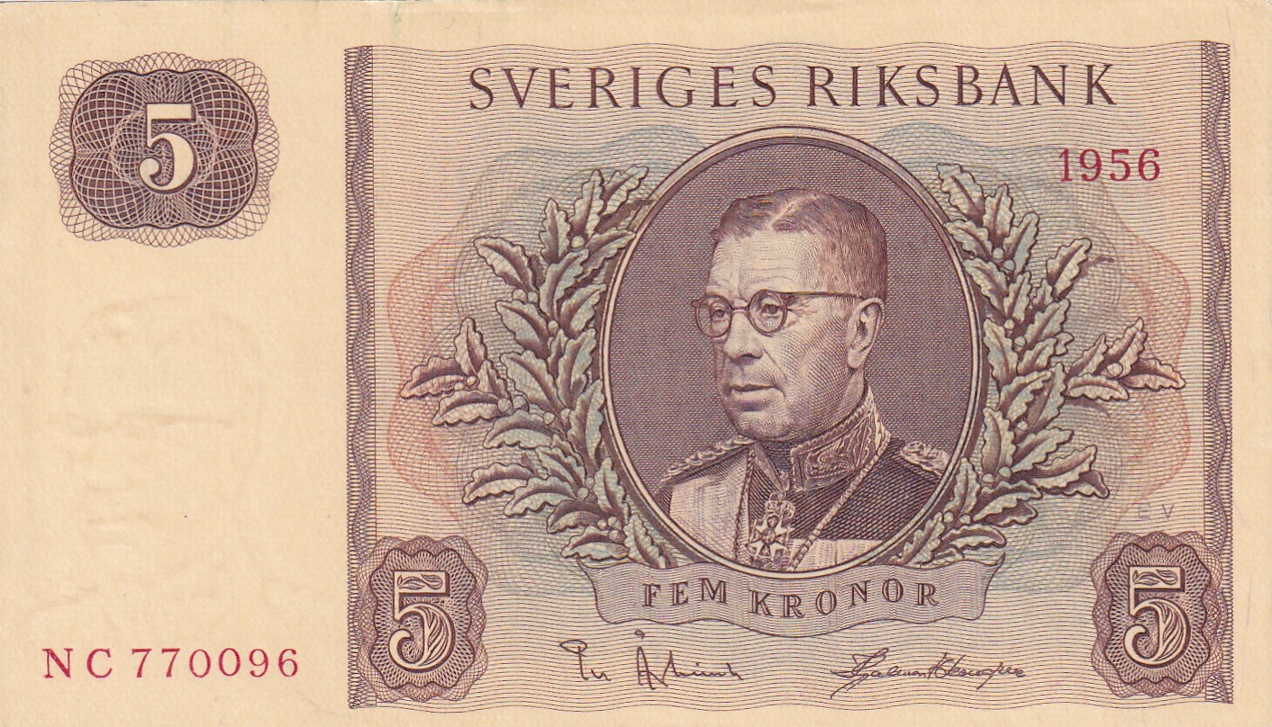 CRBX2800 CRBX2800 BILLETE SUECIA 5 KRONOR 1956 SERIE NC EBC+ - Imagen 1