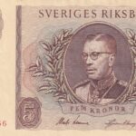 CRBX2801 BILLETE SUECIA 5 KRONOR 1954 SERIE DC EBC+