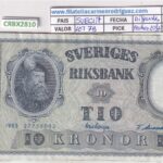 CRBX2810 LOTE 9 BILLETES SUECIA 10 KRONOR DIFENTES FECHAS Y CALIDADES