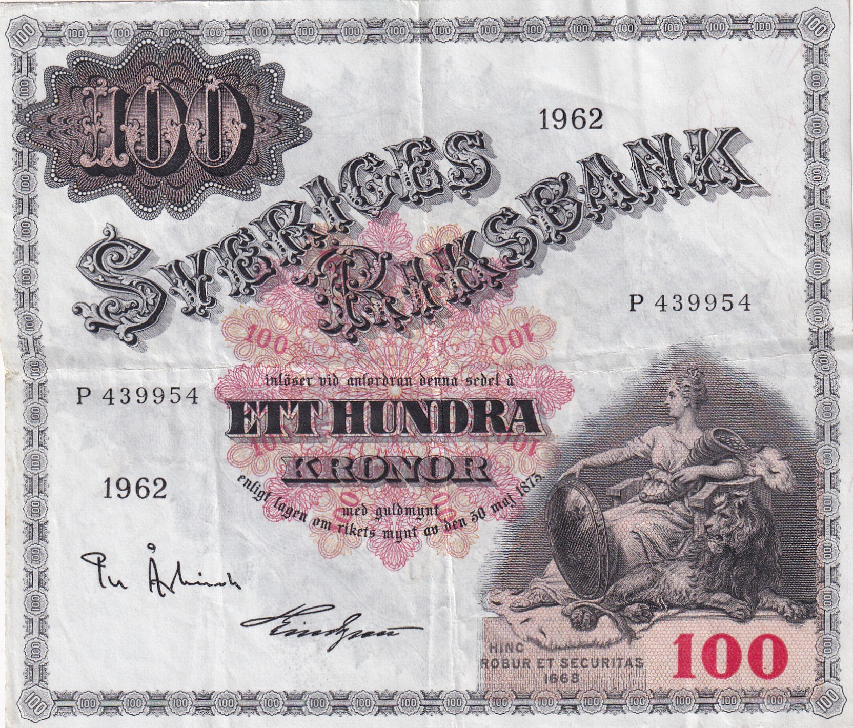 CRBX2816 CRBX2816 BILLETE SUECIA 100 KRONOR 1962 SERIE P MBC+ - Imagen 1