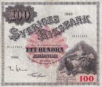 CRBX2820 BILLETE SUECIA 100 KRONOR 1960 SERIE H MBC