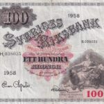 CRBX2821 BILLETE SUECIA 100 KRONOR 1958 SERIE H BC