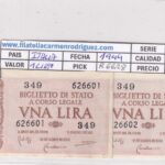 CRBX2842 PAREJA CORRELATIVA BILLETES ITALIA 1 LIRA 1944 SIN CIRCULAR