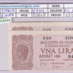 CRBX2844 PAREJA CORRELATIVA BILLETES ITALIA 1 LIRA 1944 SIN CIRCULAR