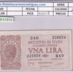 CRBX2856 BILLETE ITALIA 1 LIRA 1944 SIN CIRCULAR