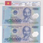 CRBX2896 BILLETES PAREJA CORRELATIVA VIETNAM 20000 DONG SIN CIRCULAR