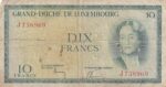 CRBX2921 BILLETE LUXEMBURGO 10 FRANCOS USADO