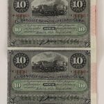 CRBX2922  4 BILLETES CUBA ESPAÑA SIN CORTAR 10 PESETAS 1896 SOBRECARGA PLATA S/C