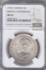 CRCAP239 MONEDA SUECIA 5 KRONER 1935 MS 62