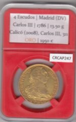 CRCAP247 MONEDA DE ORO ESPAÑA CARLOS III 4 ESCUDOS 1786 MADRID DV 13,50 GR