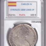 CRCAP270 MONEDA ESPAÑA CARLOS IV 8 REALES 1808 LIMA JP PLATA