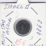 CRE0003 MONEDA  ESPAÑA 0,5 CENTAVO ISABEL II 1868 SEVILLA