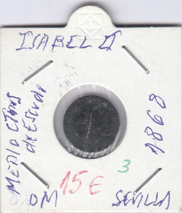 CRE0003 CRE0003 MONEDA ESPAÑA 0,5 CENTAVO ISABEL II 1868 SEVILLA - Imagen 1