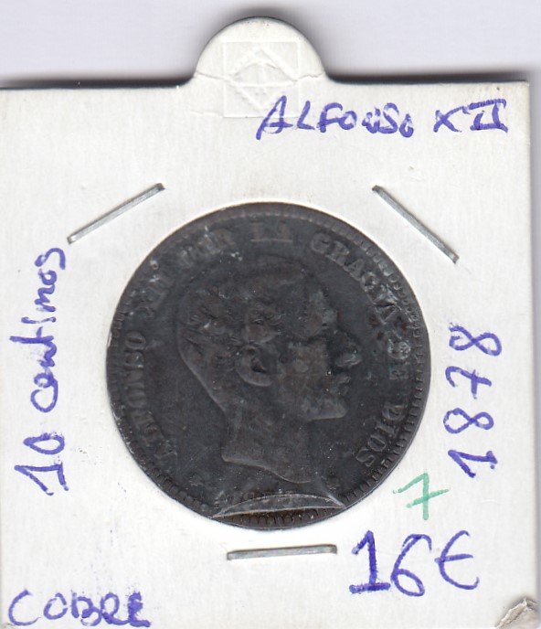 CRE0007 CRE0007 MONEDA ESPAÑA 10 CENTIMOS ALFONSO XII 1878 COBRE - Imagen 1
