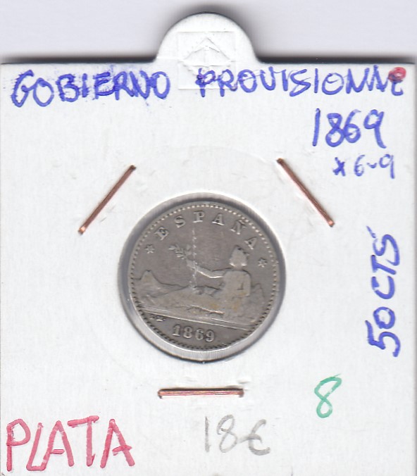 CRE0008 CRE0008 MONEDA ESPAÑA 50 CTS 1869 6-9 GOB PROV PLATA - Imagen 1