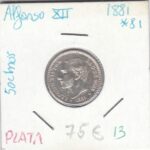 CRE0013 MONEDA  ESPAÑA 0,50 CTMS PLATA 1881 -81 ALFONSO XII