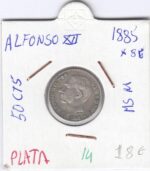 CRE0014 MONEDA  ESPAÑA 0,50 CTMS PLATA 1885 -86 MSM ALFONSO XII