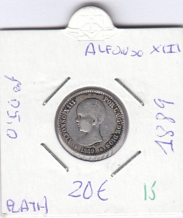 CRE0015 CRE0015 MONEDA ESPAÑA ALFONSO XIII 1889 50 CTS PLATA - Imagen 1