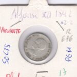 CRE0017 MONEDA  ESPAÑA ALFONSO XIII 1892 2-2 VARIANTE PGM 50 CTS PLATA