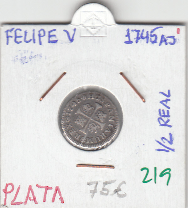 CRE0219 CRE0219 MONEDA ESPAÑA FELIPE V 1745 MEDIO REAL PLATA - Imagen 1