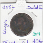 CRE0304 MONEDA  ESPAÑA ISABEL II 1857 SEGOVIA 25 CENTIMOS DE REAL