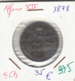 CRE0375 MONEDA  ESPAÑA ALFONSO XII 5 CENTIMOS 1878