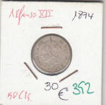 CRE0392 MONEDA  ESPAÑA ALFONSO XII 50 CENTIMOS 1884