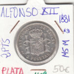 CRE0409 MONEDA  ESPAÑA PLATA ALFONSO XII PLATA 2 PESETA 1881 81 MSM
