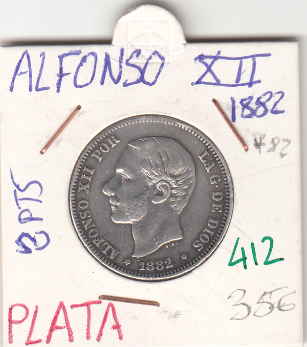 CRE0412 CRE0412 MONEDA ESPAÑA PLATA ALFONSO XII PLATA 2 PESETA 1882 82 - Imagen 1