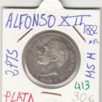 CRE0413 MONEDA  ESPAÑA PLATA ALFONSO XII PLATA 2 PESETA 1882 82 MSM