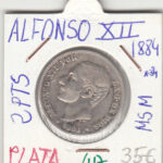 CRE0417 MONEDA  ESPAÑA PLATA ALFONSO XII PLATA 2 PESETA 1884 84 MSM