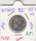 CRE0439 MONEDA  ESPAÑA ALFONSO XII PLATA 1 PESETA 1881 81 MSM