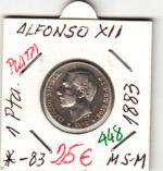 CRE0448 MONEDA  ESPAÑA ALFONSO XII PLATA 1 PESETA 1883 83 MSM