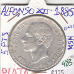 CRE0483 MONEDA  ESPAÑA ALFONSO XII PLATA 5 PESETAS 1885 87 MSM