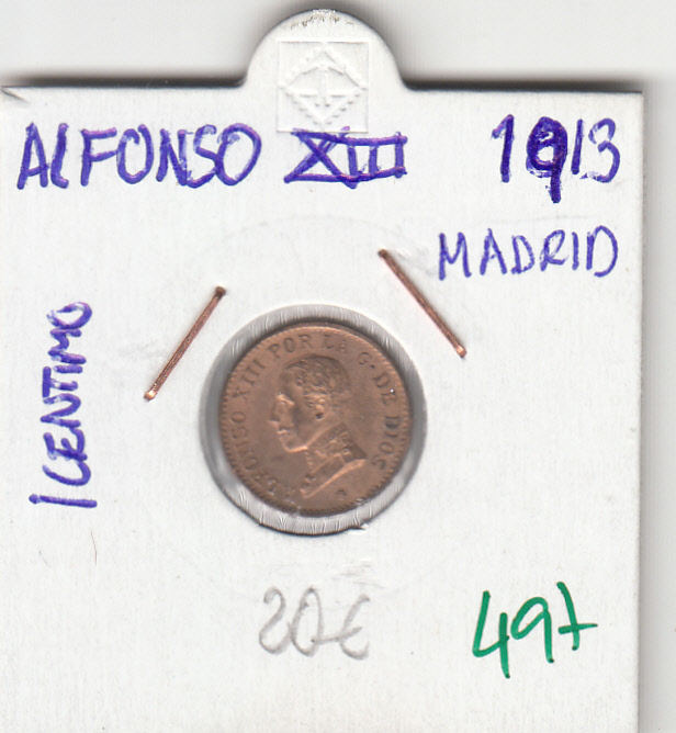 CRE0497 CRE0497 MONEDA ESPAÑA ALFONSO XIII 1913 1 CENTIMO MADRID - Imagen 1